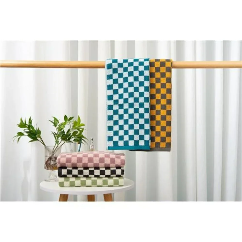 5 Pack Cotton Hand Towels Soft Absorbent Checkered Bathroom Kitchen Gym Spa